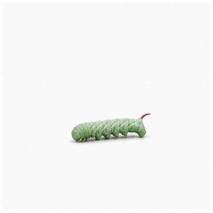 Small hornworm on a plain white background