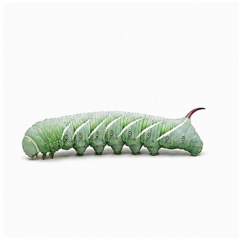Medium hornworm on a plain white background
